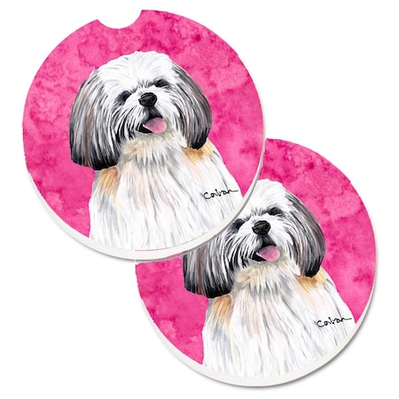 Carolines Treasures Pink Shih Tzu  Cup Holder Car Coaster, PK2 SC9128PKCARC